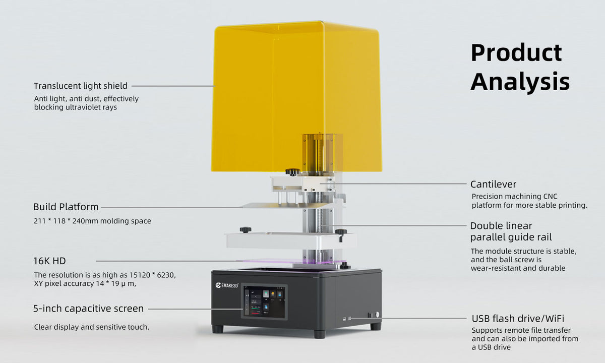 Emake3D Economical 10.1 Inch 16K Resin 3D Printing machine